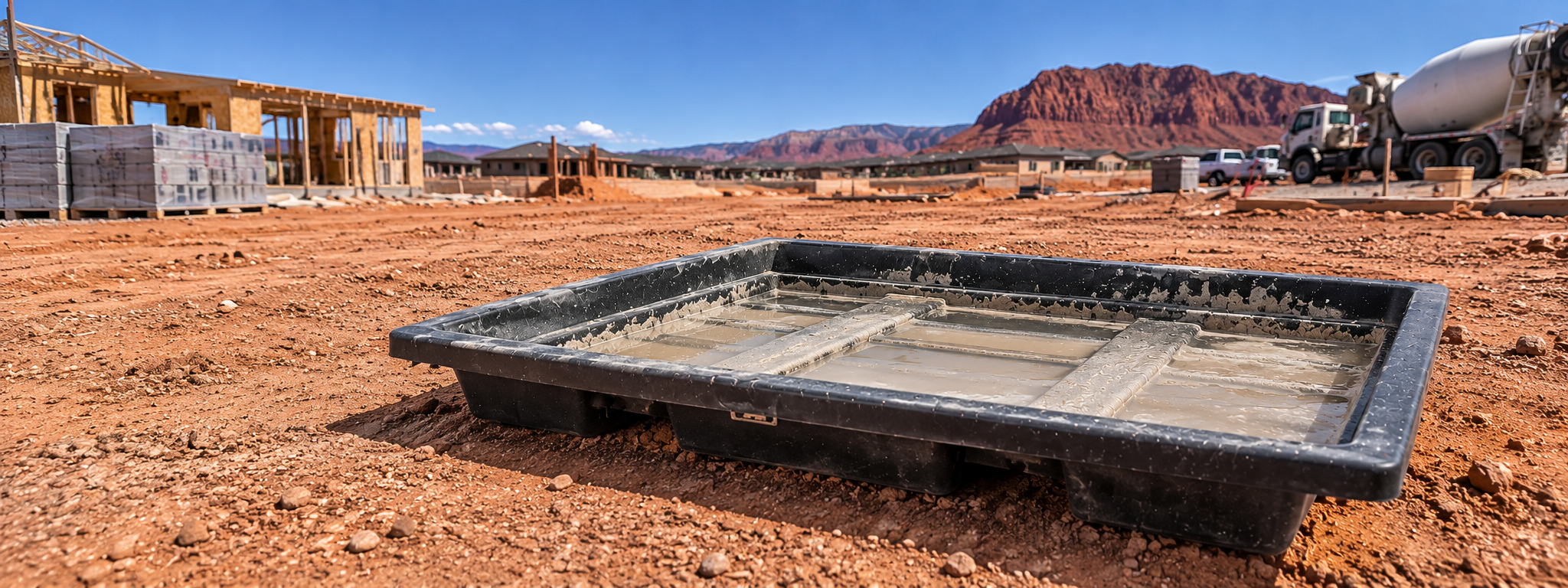 SWPPP concrete washout pan on a Utah construction job site